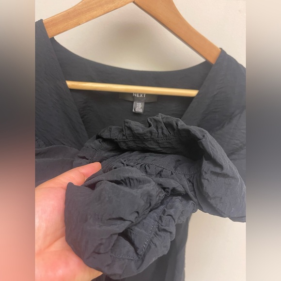 Next Black Tie Front Puff Sleeve Mini Dress size us12 - Picture 9 of 11